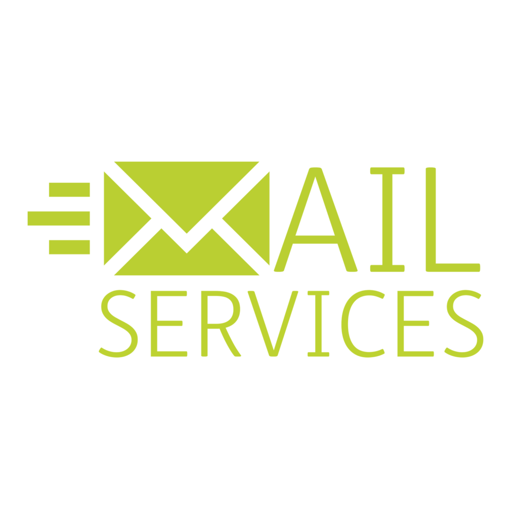 Mail Services logo in green font, representing the brand's identity.