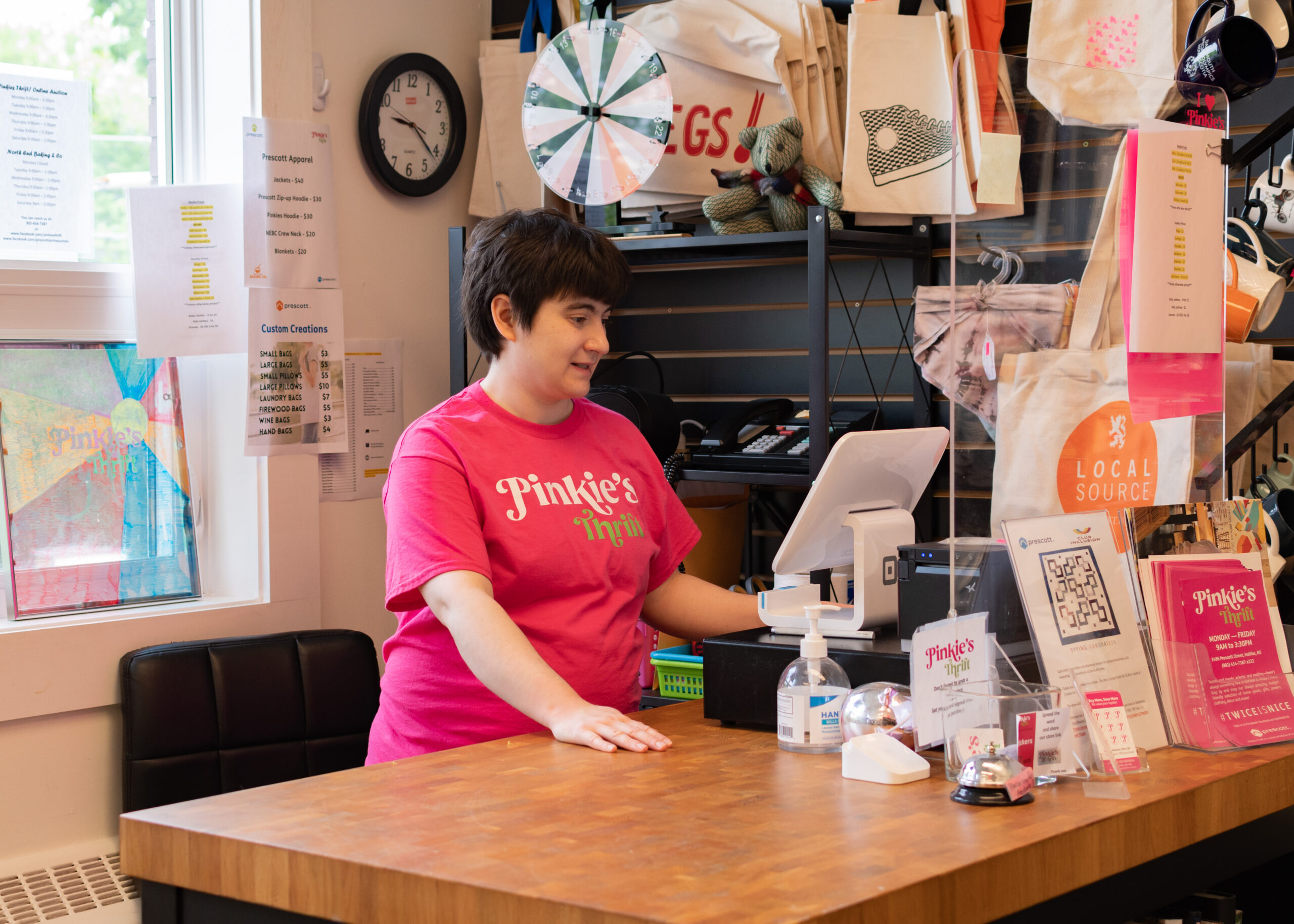 team member pinkie's thrift store is operating checkout system